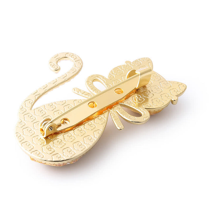 Buddha Stones Pearl Song Brocade Cat Bow Purity Brooch - image 6