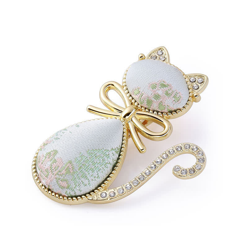 Buddha Stones Song Brocade Cat Gold Plated Rhinestone Chinese Style Hair Stick - Light Blue (Same Color Tone – Pattern Varies) - image 6