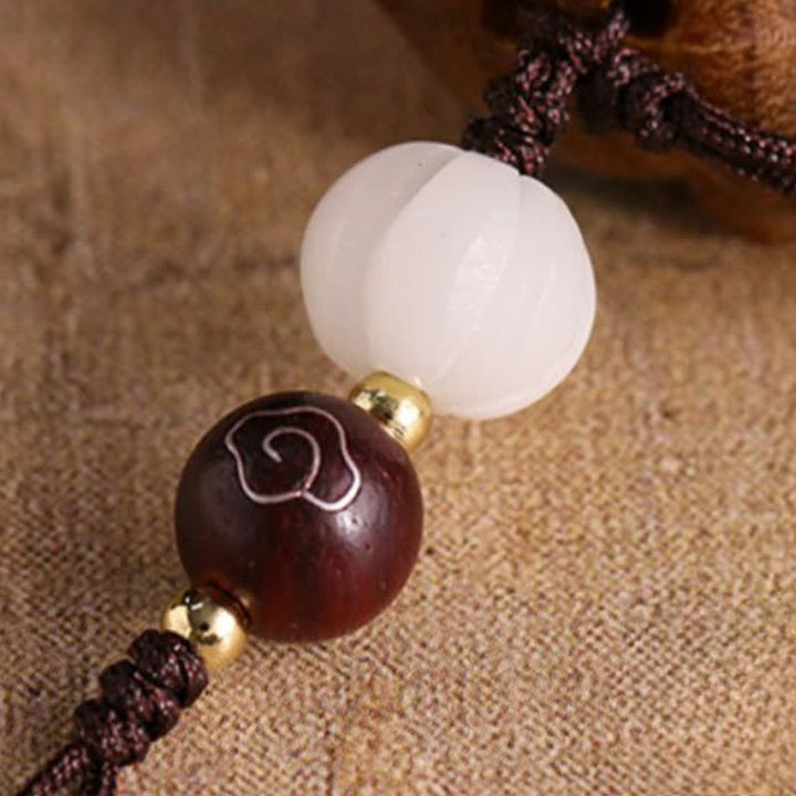 Buddha Stones Green Sandalwood Sheep Luck Hand Carved Keychains - image 9