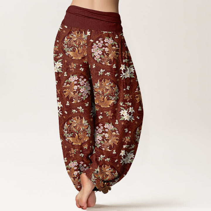 Buddha Stones Pure Cotton Floral Medallion Pattern Women's Elastic Waist Harem Pants - image 6