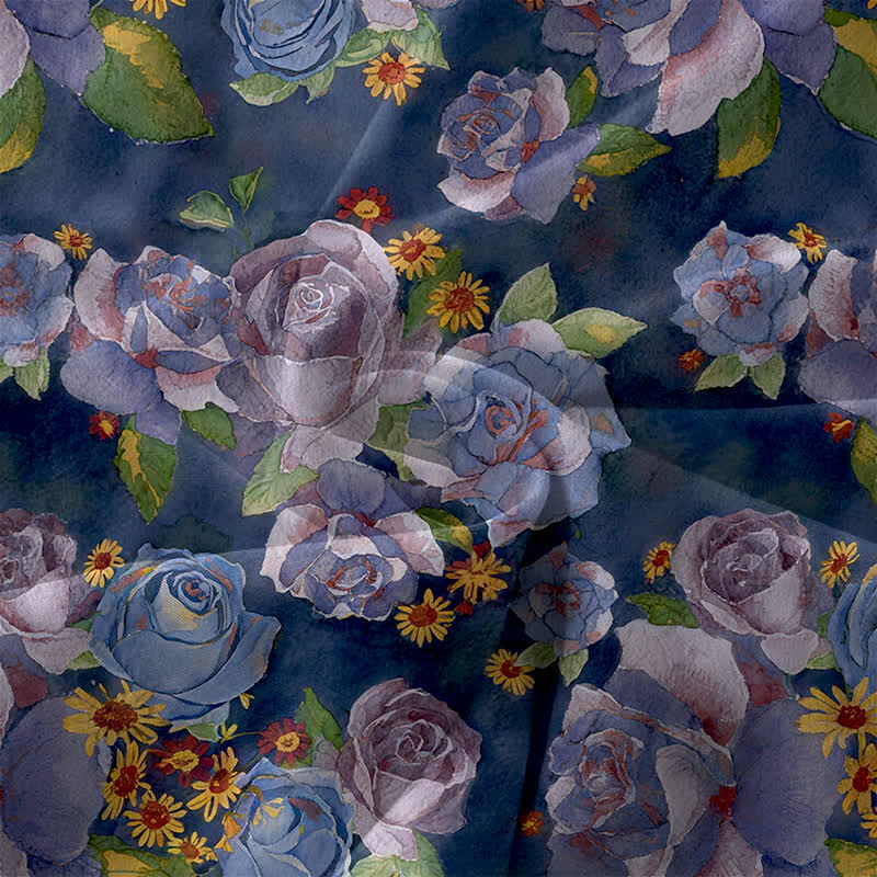 Buddha Stones Summer Casual Vintage Rose Flowers Pattern Women's Summer Sleeveless Midi Dress With Pockets - image 3