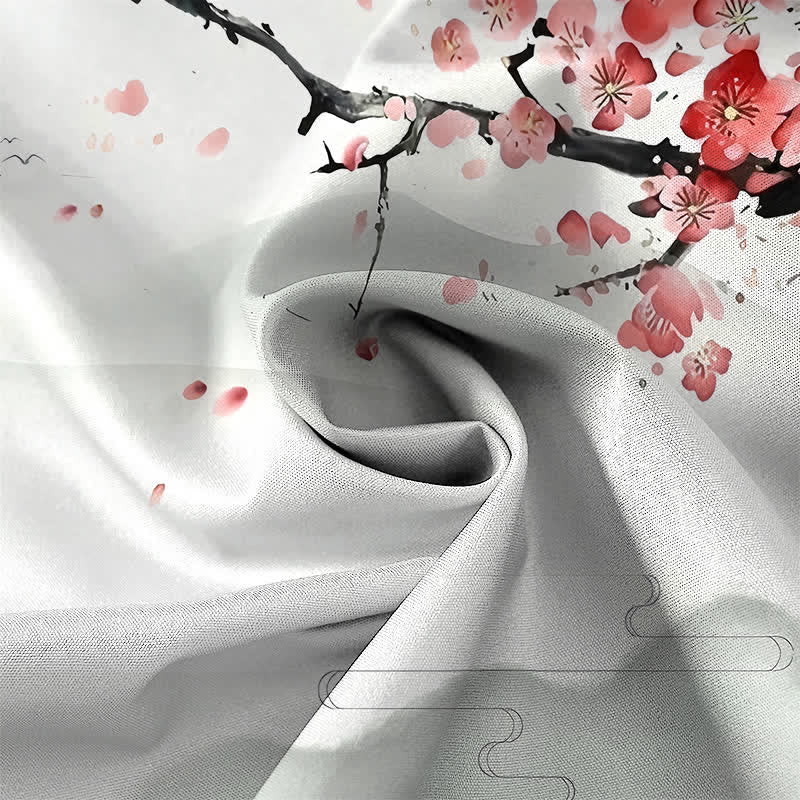 Buddha Stones Ink Landscape Crane Bamboo Plum Blossom Pattern Buttons Wrinkle-resistant Breathable Men's Short Sleeve Shirt - image 2