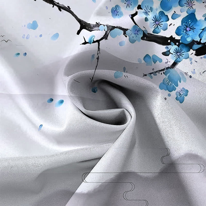 Buddha Stones Ink Landscape Crane Bamboo Plum Blossom Pattern Buttons Wrinkle-resistant Breathable Men's Short Sleeve Shirt - image 8