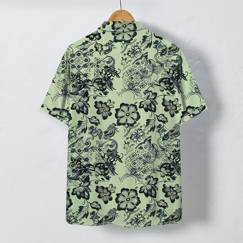 Buddha Stones Tropical Floral Leaf Pattern Buttons Wrinkle-resistant Men's Short Sleeve Shirt - image 7