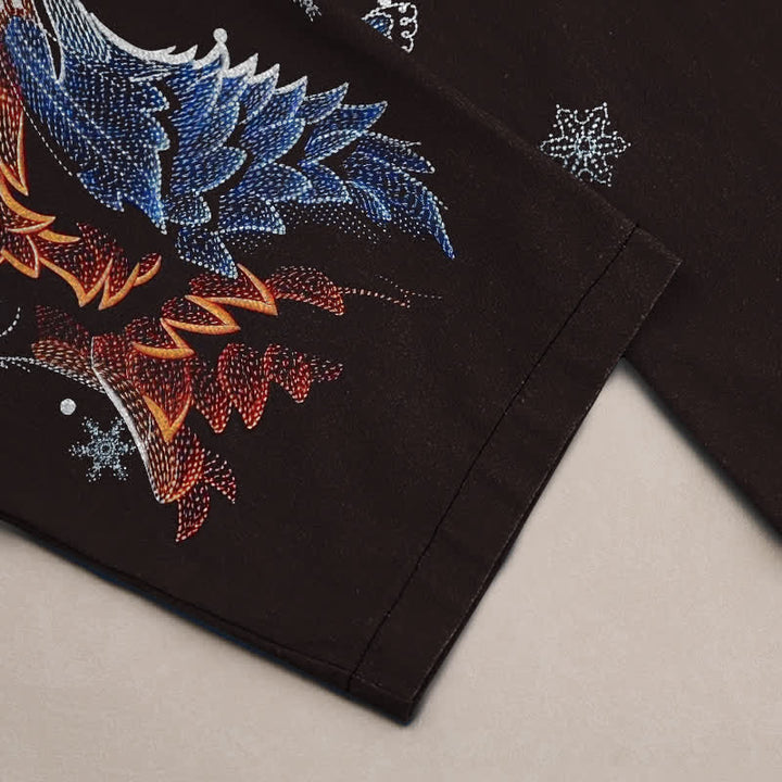 Buddha Stones Cotton Butterfly Fox Pattern Men's Tapered Pants With Pockets - image 3