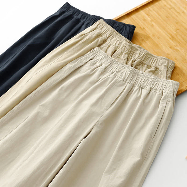 Buddha Stones Spring Summer Casual Minimalist Solid Cropped Pants Women's Wide Leg Pants With Pockets - image 25