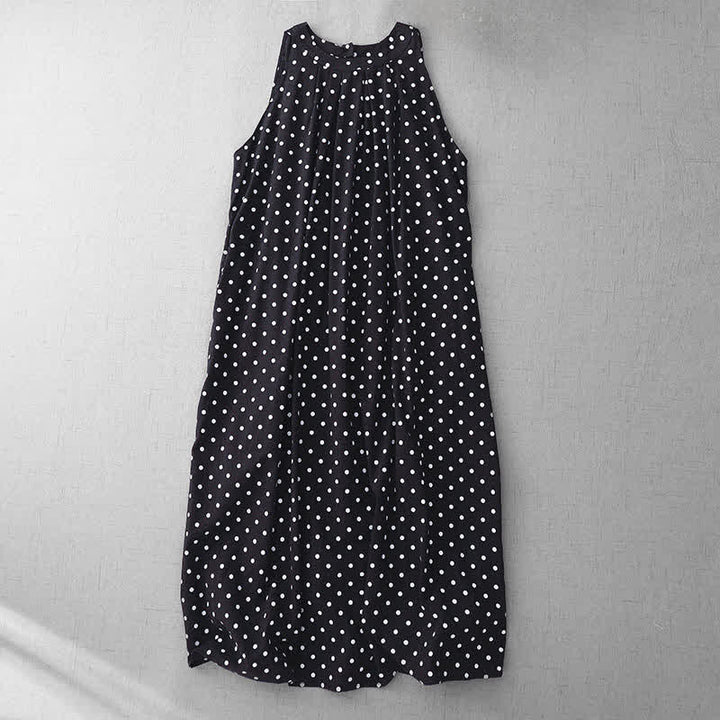 Buddha Stones Summer Vintage Polka Dot Women's Summer Sleeveless Dress - Black - US14，UK/AU18，EU46 (2XL) - image 10