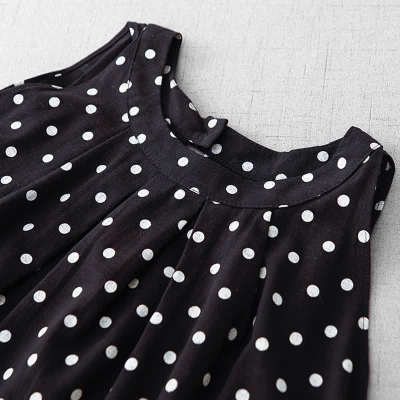 Buddha Stones Summer Vintage Polka Dot Women's Summer Sleeveless Dress - image 12
