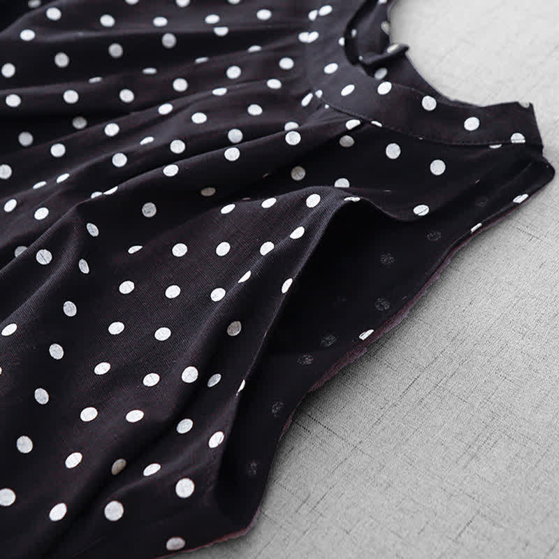 Buddha Stones Summer Vintage Polka Dot Women's Summer Sleeveless Dress - image 13