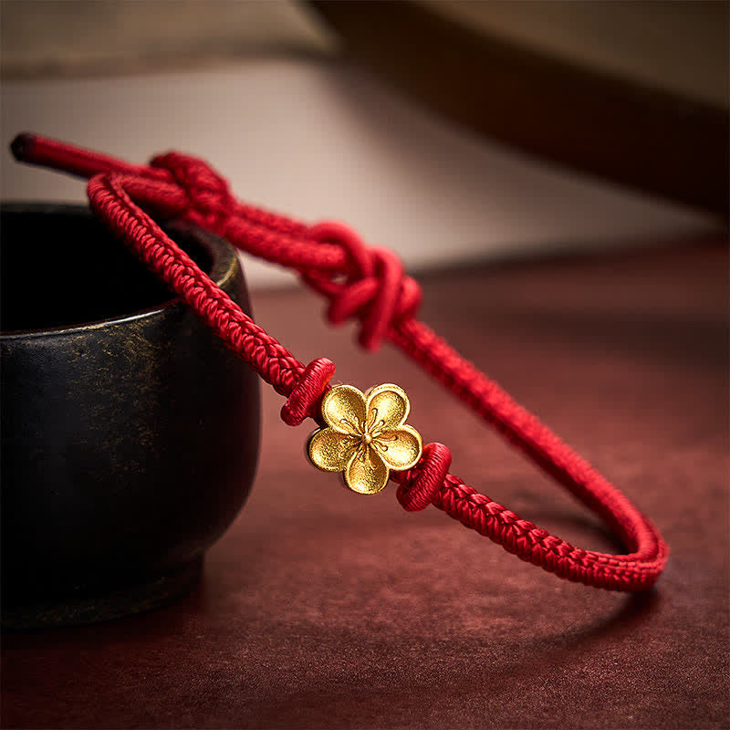 Buddha Stones Hand-Woven Red String Small Peach Blossom Luck Braided Cord Bracelet - Dark Red(Wrist Circumference 5.91-7.48 in / 15-19 cm) - image 0
