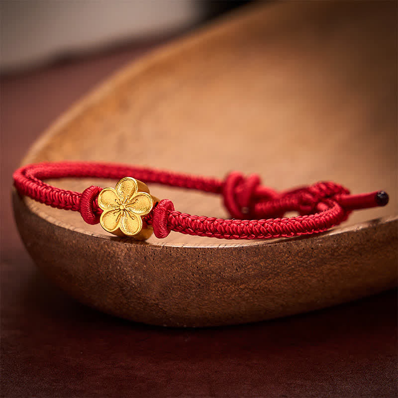 Buddha Stones Hand-Woven Red String Small Peach Blossom Luck Braided Cord Bracelet - image 2