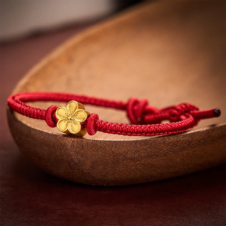 Buddha Stones Hand-Woven Red String Small Peach Blossom Luck Braided Cord Bracelet - image 2