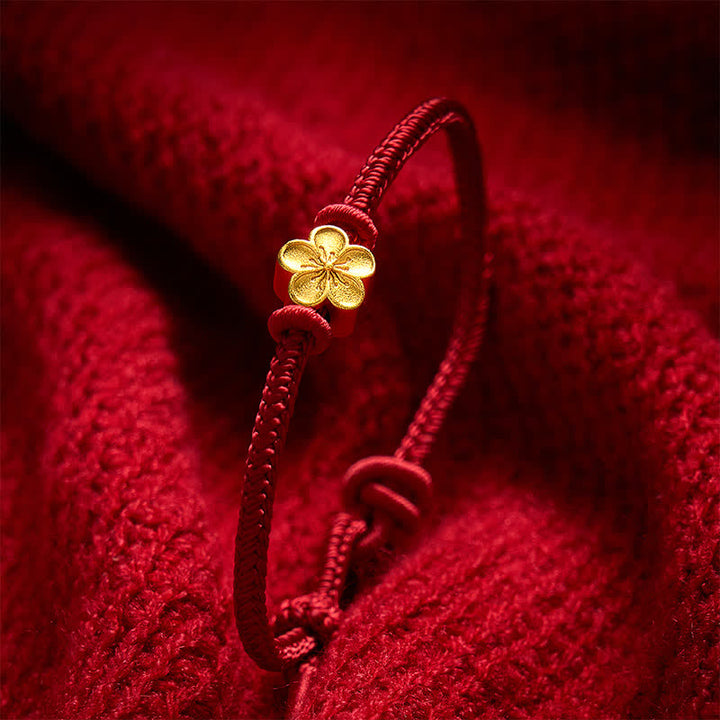 Buddha Stones Hand-Woven Red String Small Peach Blossom Luck Braided Cord Bracelet - image 3