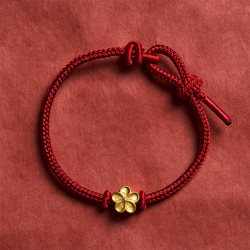 Buddha Stones Hand-Woven Red String Small Peach Blossom Luck Braided Cord Bracelet - image 1