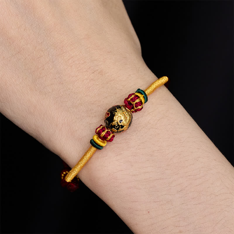 Buddha Stones Copper Dragon Bead Red String Strength Braided Bracelet - image 8