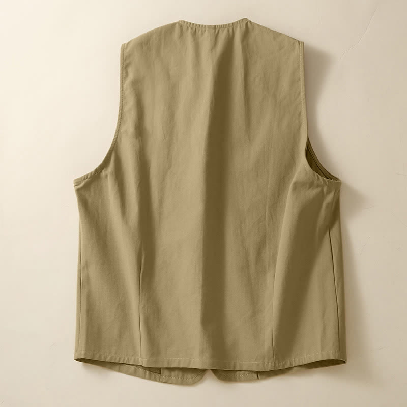 Buddha Stones Summer Casual Minimalist Button-Up Solid Women's Sleeveless Shirts Tank Top With Pocket - image 7