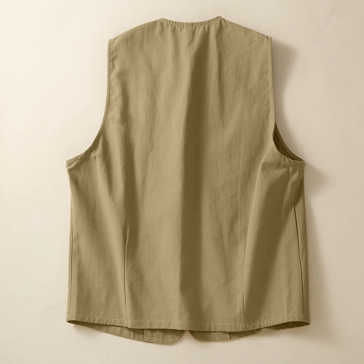 Buddha Stones Summer Casual Minimalist Button-Up Solid Women's Sleeveless Shirts Tank Top With Pocket - image 7