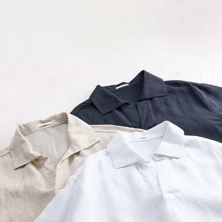 Buddha Stones Summer Casual Minimalist Solid Men's Short Sleeve Shirts - image 16