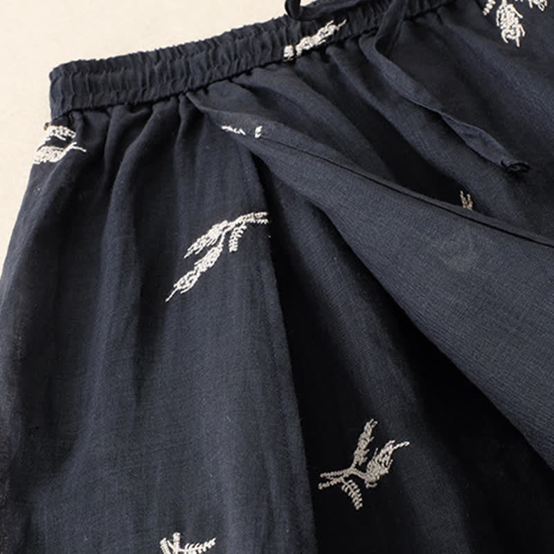 Buddha Stones Summer Boho Casual Floral Drawstring Cropped Pants Women's Wide Leg Pants - image 6