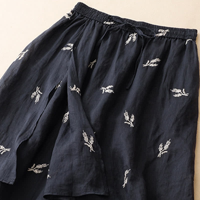 Buddha Stones Summer Boho Casual Floral Drawstring Cropped Pants Women's Wide Leg Pants - image 4