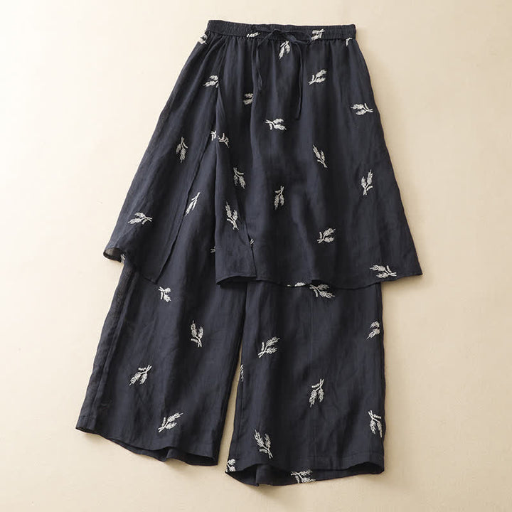 Buddha Stones Summer Boho Casual Floral Drawstring Cropped Pants Women's Wide Leg Pants - image 3