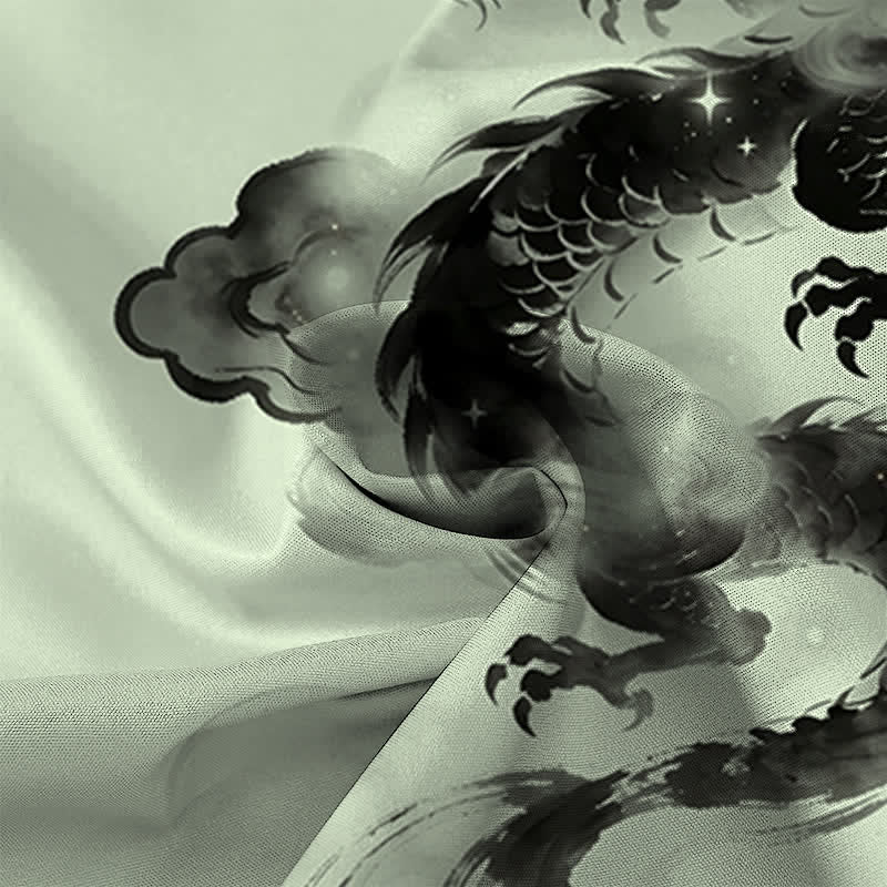 Buddha Stones Ink Dragon Cloud Pattern Buttons Wrinkle-resistant Men's Short Sleeve Shirt - image 8
