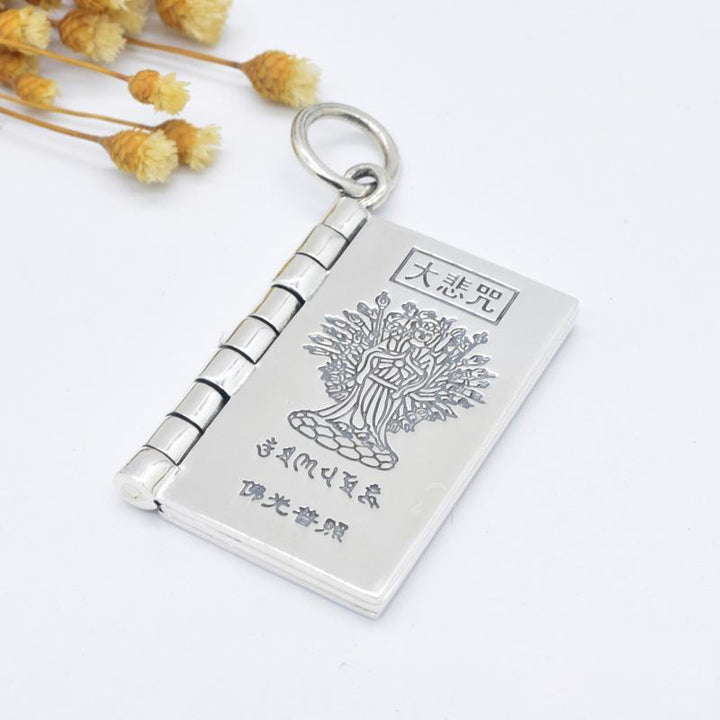 990 Sterling Silver Heart Sutra Great Compassion Shurangama Mantra Lotus Vajra Peace Necklace Pendant - Great Compassion Mantra - image 9