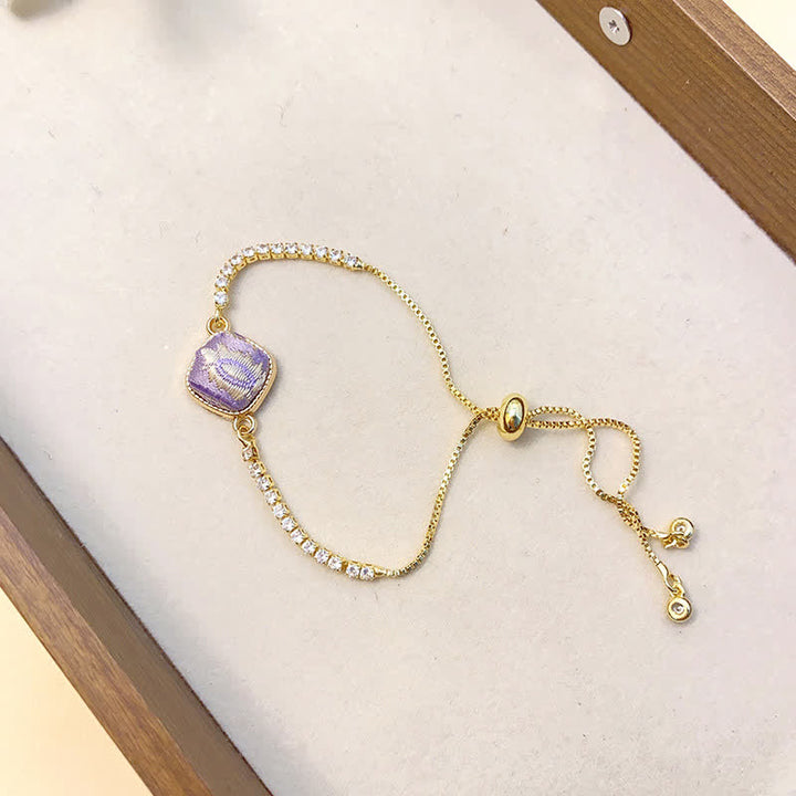 Buddha Stones Copper Luck Song Brocade Square Adjustable Bracelet - Light Purple(Same Color Tone – Pattern Varies) - image 1
