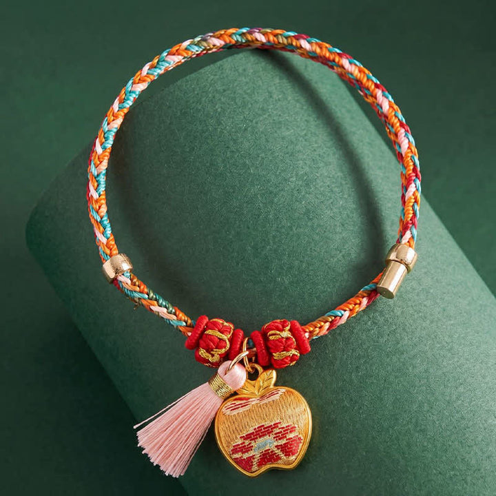 Buddha Stones Handwoven Five Color Apple Money Bag Gourd Chinese Lock Charm Protection Bracelet - image 8