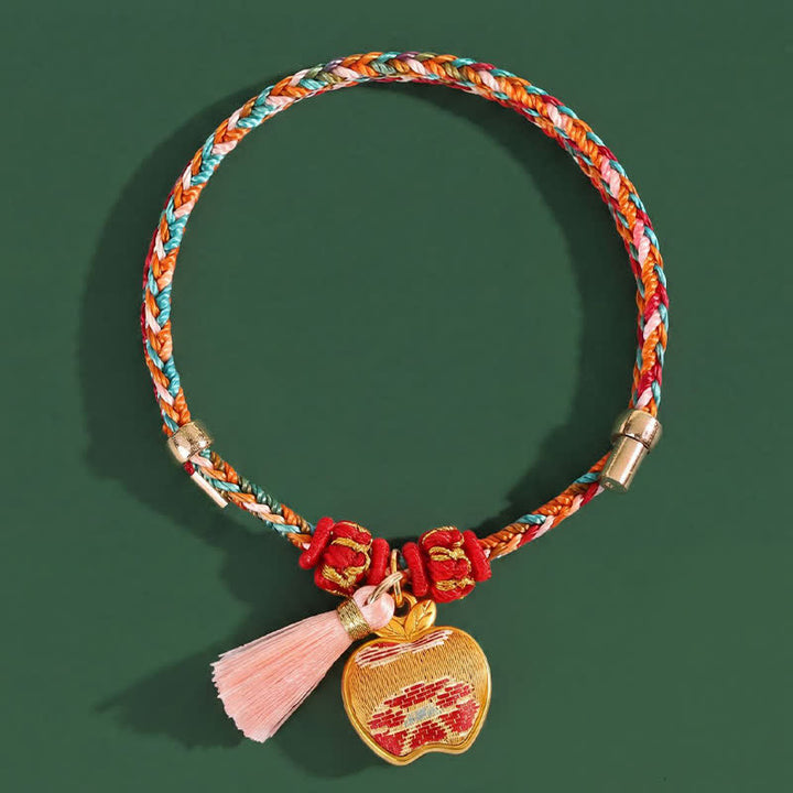 Buddha Stones Handwoven Five Color Apple Money Bag Gourd Chinese Lock Charm Protection Bracelet - image 11