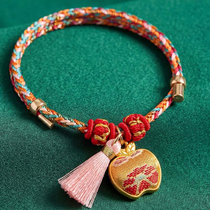 Buddha Stones Handwoven Five Color Apple Money Bag Gourd Chinese Lock Charm Protection Bracelet - image 9