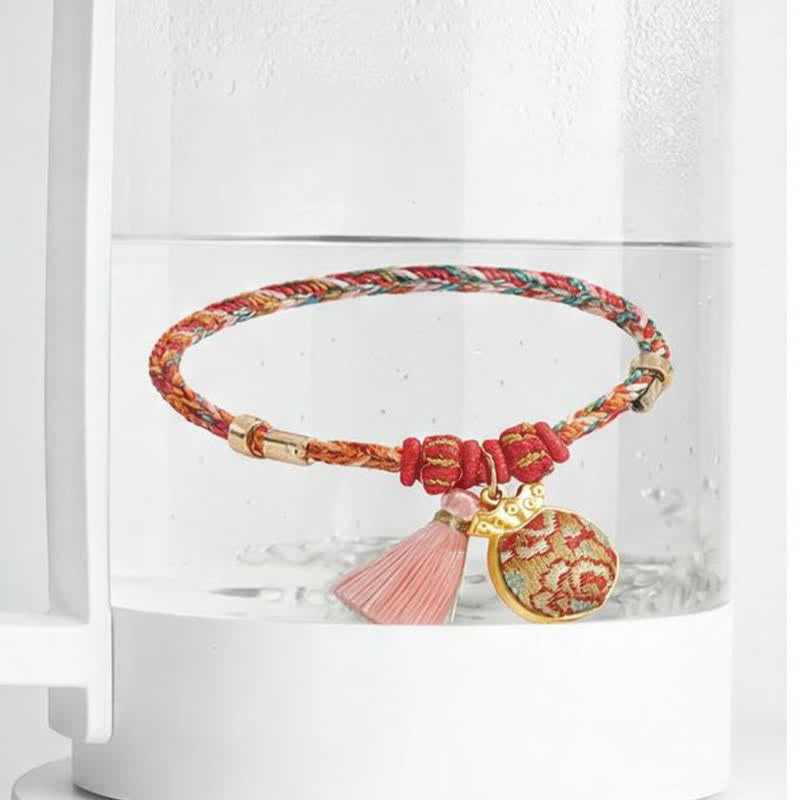 Buddha Stones Handwoven Five Color Apple Money Bag Gourd Chinese Lock Charm Protection Bracelet - image 32