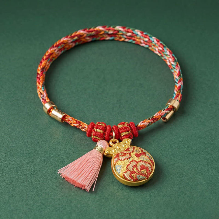 Buddha Stones Handwoven Five Color Apple Money Bag Gourd Chinese Lock Charm Protection Bracelet - image 17