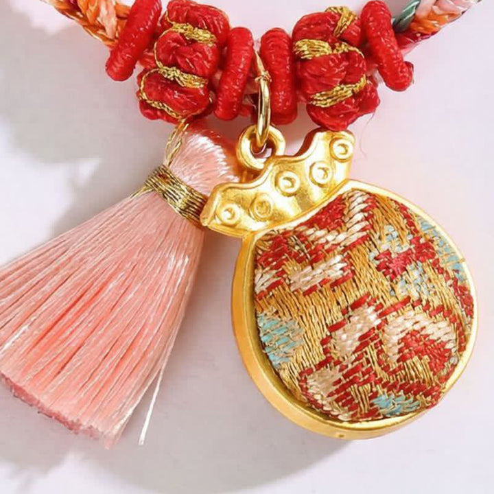 Buddha Stones Handwoven Five Color Apple Money Bag Gourd Chinese Lock Charm Protection Bracelet - image 19
