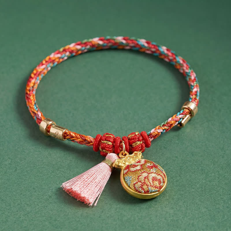 Buddha Stones Handwoven Five Color Apple Money Bag Gourd Chinese Lock Charm Protection Bracelet - image 28