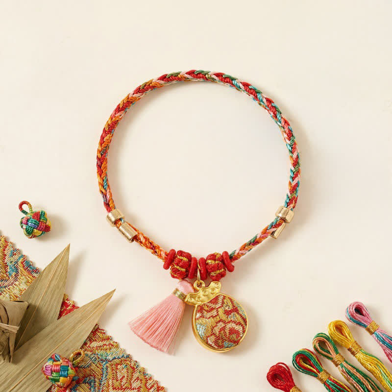 Buddha Stones Handwoven Five Color Apple Money Bag Gourd Chinese Lock Charm Protection Bracelet - image 25