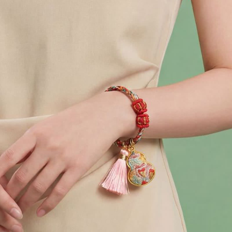 Buddha Stones Handwoven Five Color Apple Money Bag Gourd Chinese Lock Charm Protection Bracelet - image 46