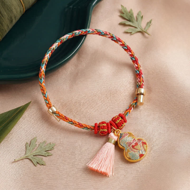 Buddha Stones Handwoven Five Color Apple Money Bag Gourd Chinese Lock Charm Protection Bracelet - image 43