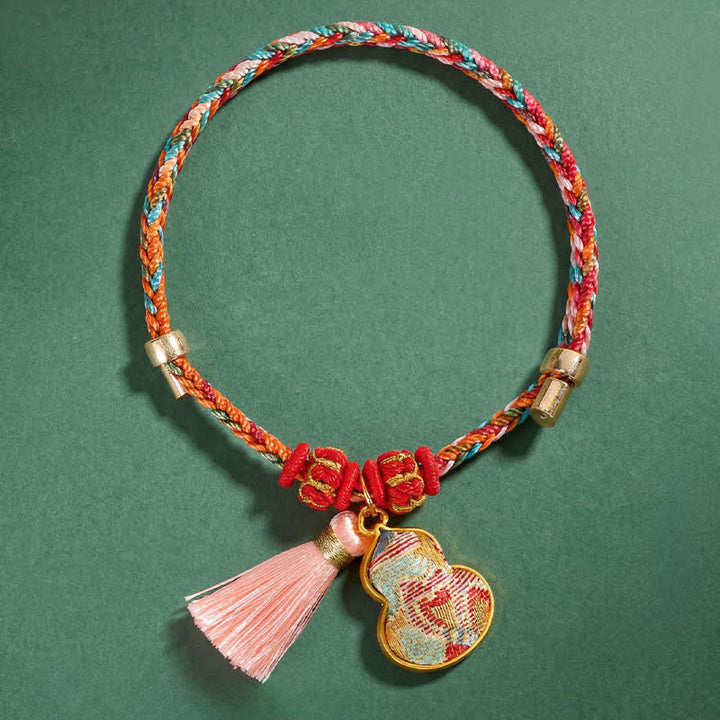 Buddha Stones Handwoven Five Color Apple Money Bag Gourd Chinese Lock Charm Protection Bracelet - image 39