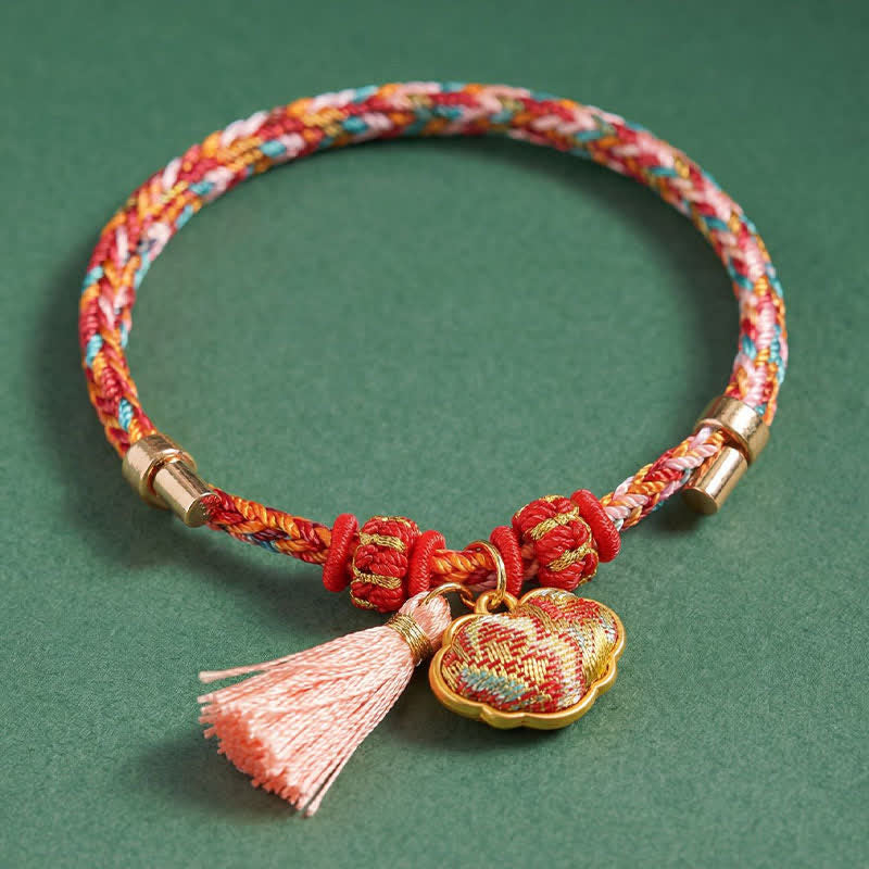 Buddha Stones Handwoven Five Color Apple Money Bag Gourd Chinese Lock Charm Protection Bracelet - image 57