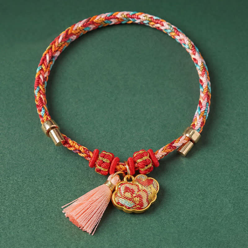 Buddha Stones Handwoven Five Color Apple Money Bag Gourd Chinese Lock Charm Protection Bracelet - image 59