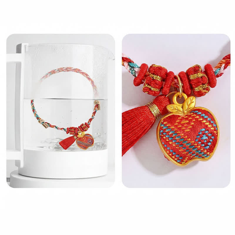 Buddha Stones Handmade Five-Color Cord Luck Red Song Brocade Chinese Lock Charm Apple Money Bag Gourd Zongzi Braided Bracelet - image 39