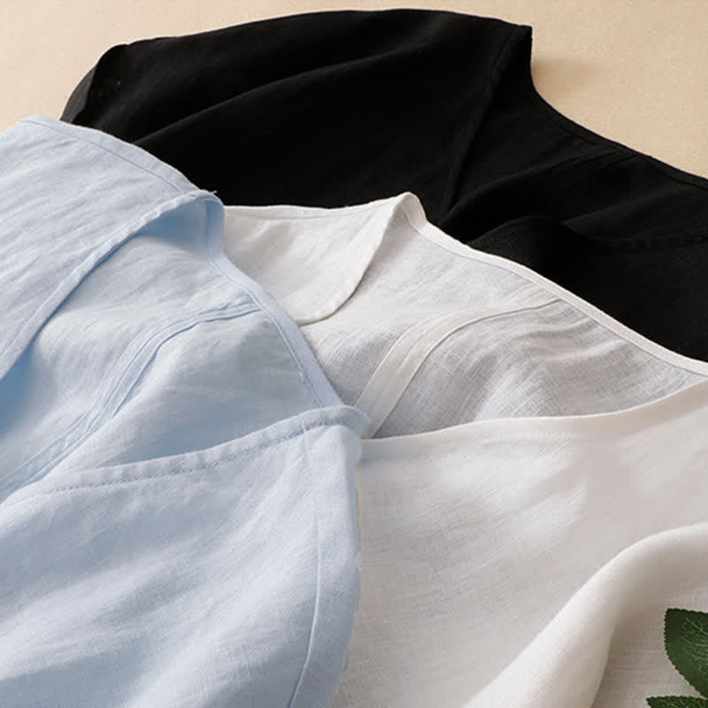 Buddha Stones Summer Casual Minimalist Side Slit Solid V-Neck Women's Short Sleeve T-Shirts - image 20