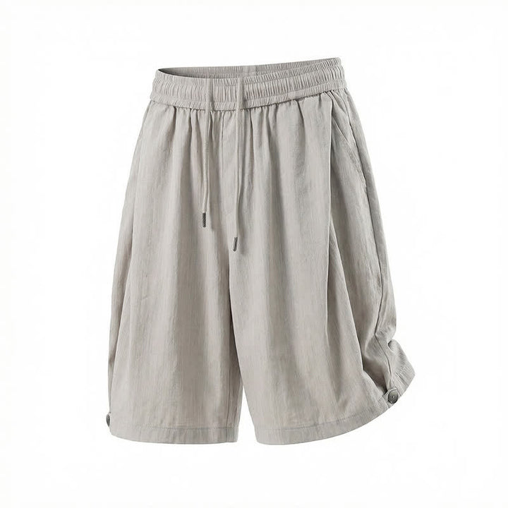 Buddha Stones Summer Casual Minimalist Drawstring Elastic Waist Solid Men's Shorts With Pocket - image 9