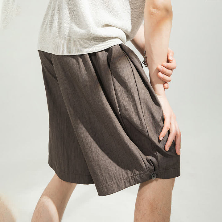 Buddha Stones Summer Casual Minimalist Drawstring Elastic Waist Solid Men's Shorts With Pocket - image 29