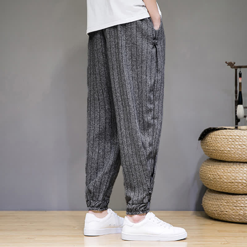 Buddha Stones Summer Casual Drawstring Striped Cropped Pants Men's Harem Pants With Pockets - image 15