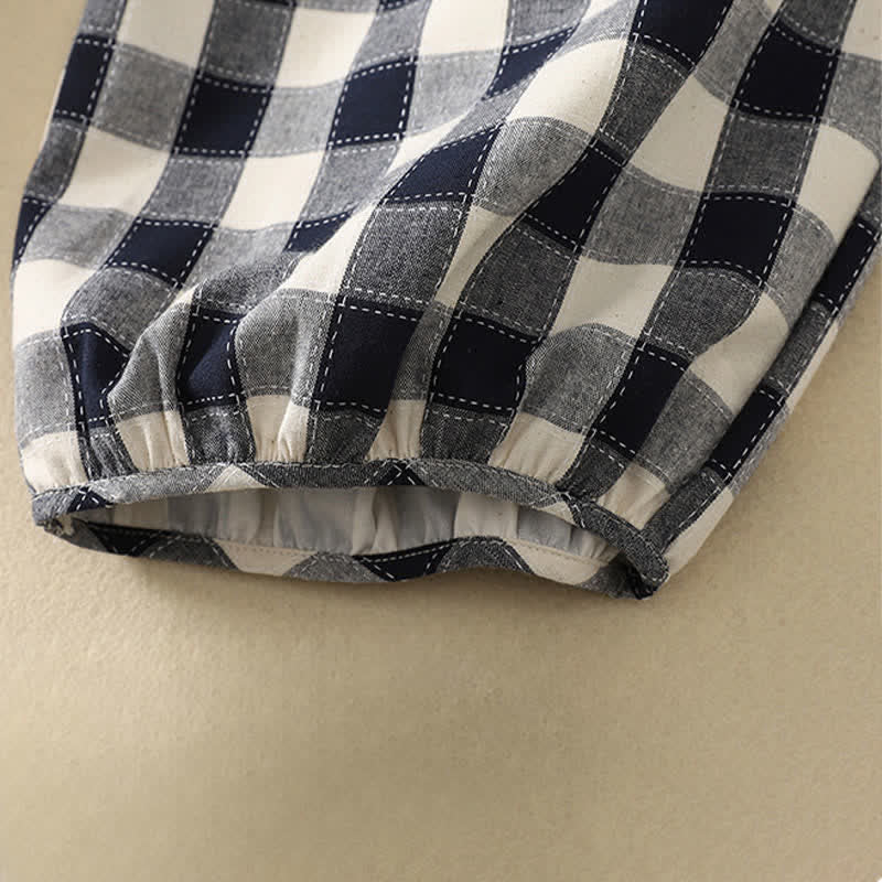 Buddha Stones Summer Casual Classic Plaid Cropped Pants Women's Harem Pants With Pocket - image 11