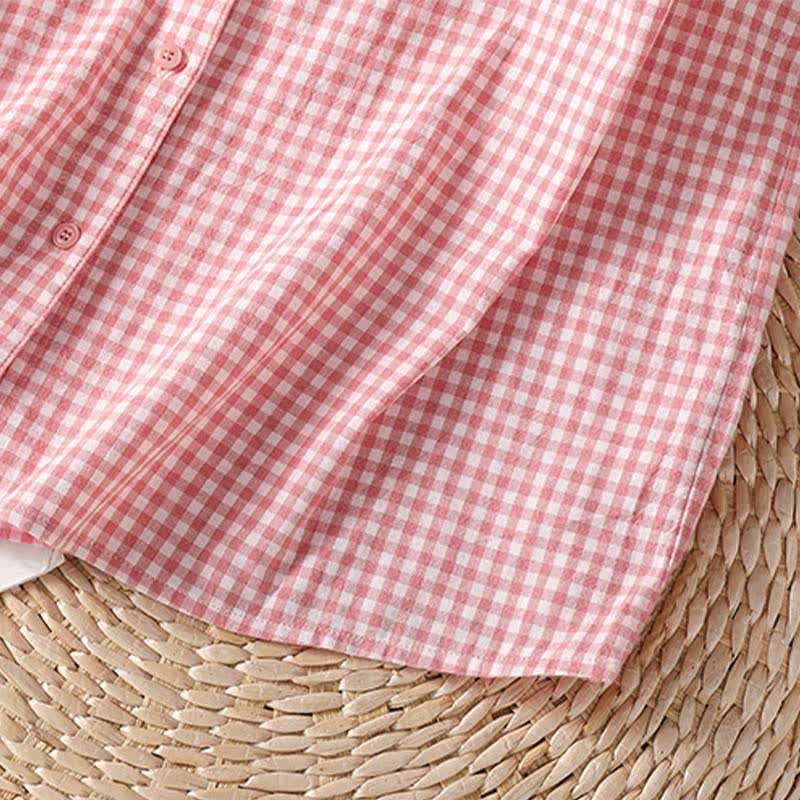 Buddha Stones Summer Casual Vintage Button-Up Plaid Women's Sleeveless Shirts Tank Top - image 5