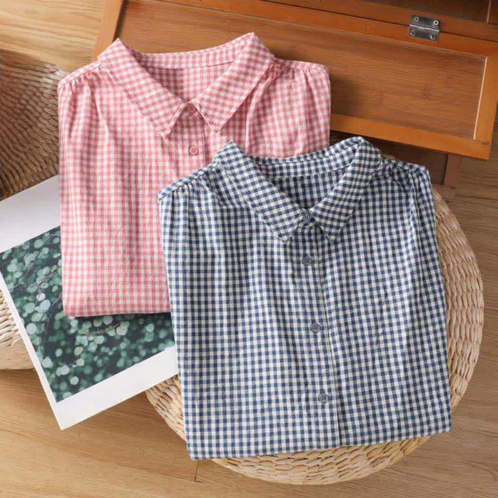 Buddha Stones Summer Casual Vintage Button-Up Plaid Women's Sleeveless Shirts Tank Top - image 14