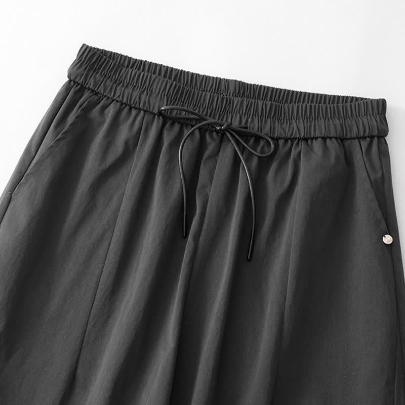Buddha Stones Summer Casual Minimalist Drawstring Solid Cotton Ankle Pants Women's Harem Pants With Pocket - image 1